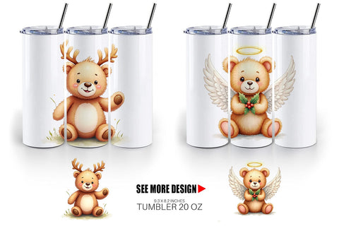 Tumbler Christmas Teddy Bear Sublimation artnoy 