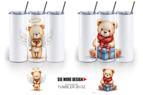 Tumbler Christmas Teddy Bear Sublimation artnoy 