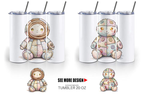 Tumbler Christmas Treat Patchwork Watercolor Sublimation artnoy 