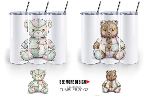 Tumbler Christmas Treat Patchwork Watercolor Sublimation artnoy 