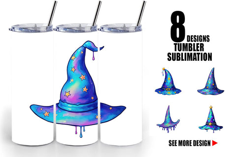 Tumbler Chrome Star Witch Hat Sublimation artnoy 