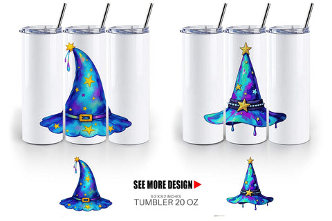 Tumbler Chrome Star Witch Hat Sublimation artnoy 