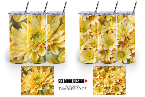 Tumbler Chrysanthemum Pattern Sublimation artnoy 