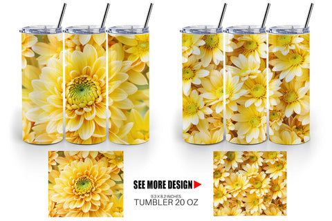 Tumbler Chrysanthemum Pattern Sublimation artnoy 