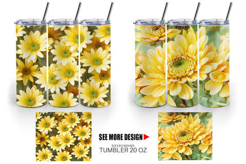 Tumbler Chrysanthemum Pattern Sublimation artnoy 