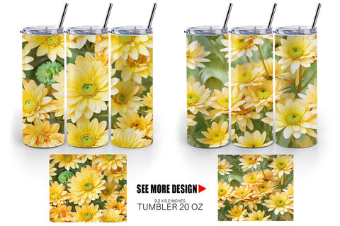 Tumbler Chrysanthemum Pattern Sublimation artnoy 