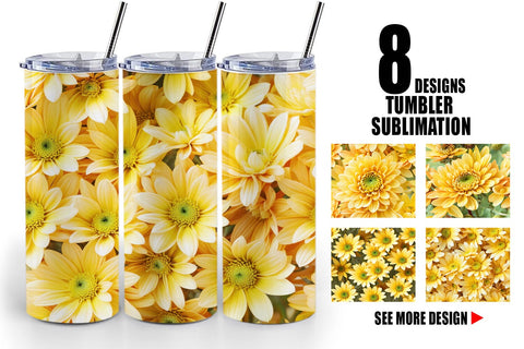 Tumbler Chrysanthemum Pattern Sublimation artnoy 
