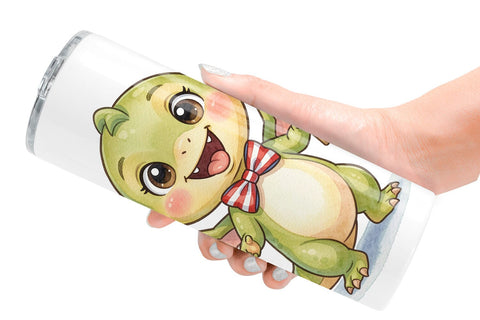 Tumbler Chubby BBQ Dino Patriotic Watercolor Sublimation artnoy 