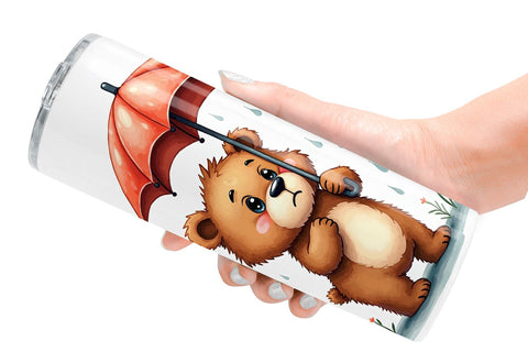 Tumbler Chubby Raincoat Critters Watercolor Sublimation artnoy 