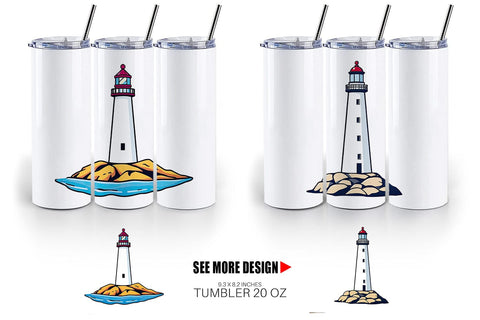 Tumbler Cliff Lighthouse Sublimation artnoy 
