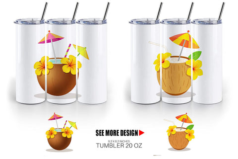 Tumbler Coconut Drink Sublimation artnoy 