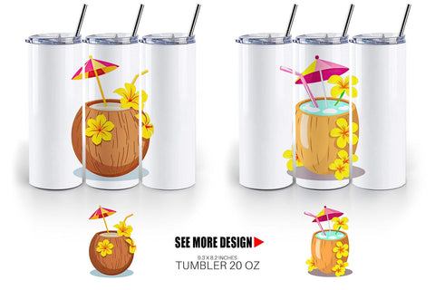 Tumbler Coconut Drink Sublimation artnoy 