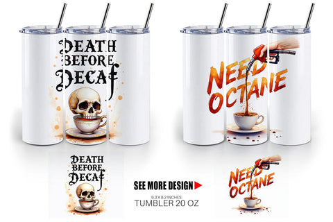 Tumbler Coffee Skull Humor Sarcastic Quotes Sublimation artnoy 