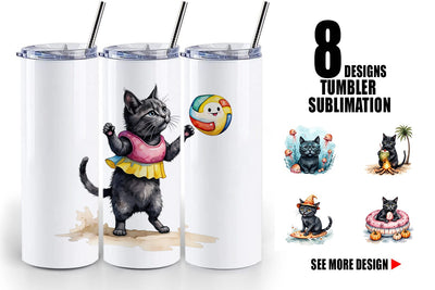 Tumbler Cool Cat Summerween Sublimation artnoy 