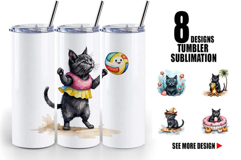 Tumbler Cool Cat Summerween Sublimation artnoy 