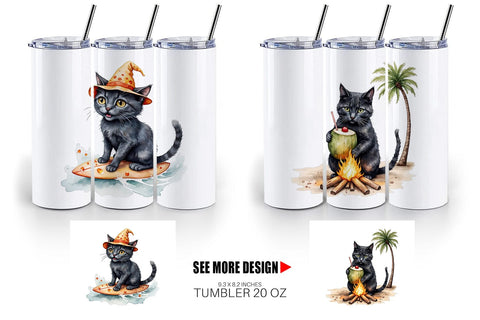 Tumbler Cool Cat Summerween Sublimation artnoy 