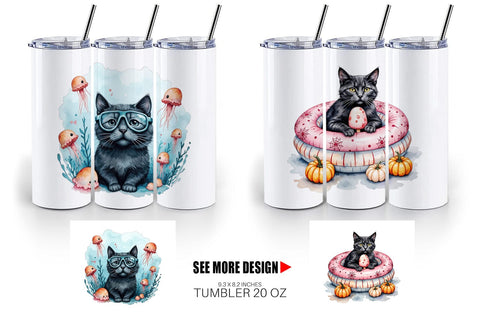 Tumbler Cool Cat Summerween Sublimation artnoy 