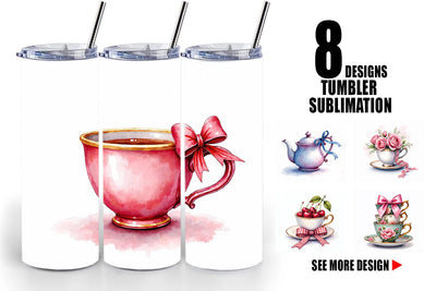 Tumbler Coquette Teacups Sublimation artnoy 