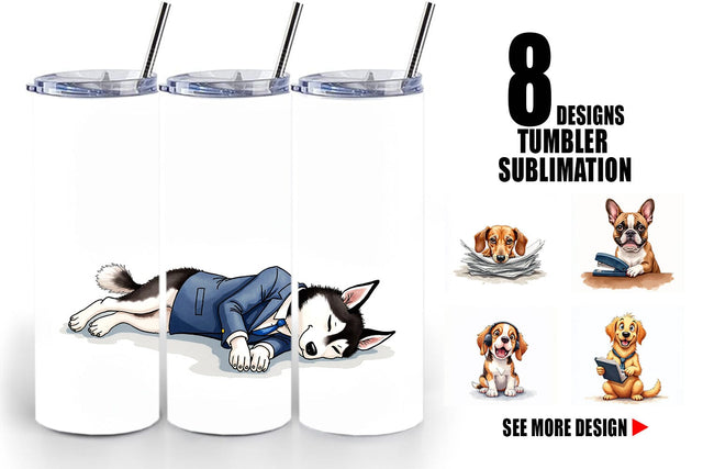 Tumbler Corporate Canines Sarcastic Office Dog Watercolors Sublimation artnoy 