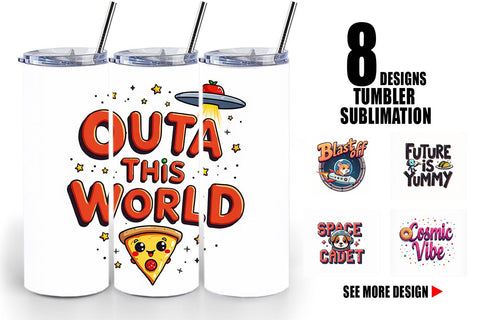 Tumbler Cosmic Cravings 80s Retro Kawaii Space Quotes Sublimation artnoy 