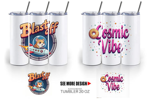 Tumbler Cosmic Cravings 80s Retro Kawaii Space Quotes Sublimation artnoy 
