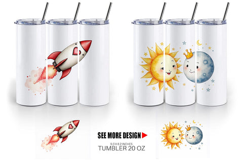 Tumbler Cosmic Love Celestial Valentine Watercolor Art Sublimation artnoy 