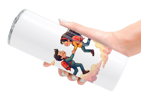 Tumbler Cosmic Lovers Retro-Futuristic Romance Sublimation artnoy 