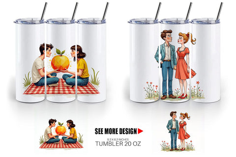 Tumbler Cosmic Lovers Retro-Futuristic Romance Sublimation artnoy 