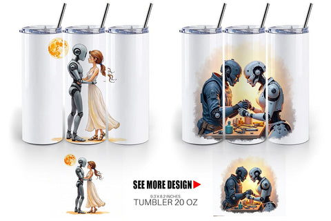 Tumbler Cosmic Lovers Retro-Futuristic Romance Sublimation artnoy 