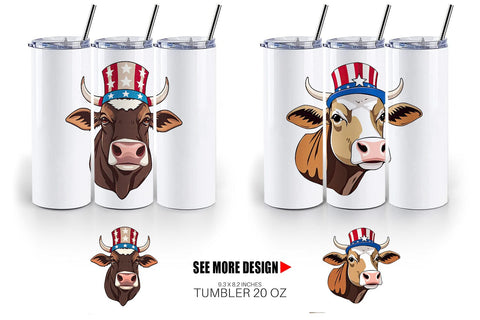 Tumbler Cow Patriotic Sublimation artnoy 