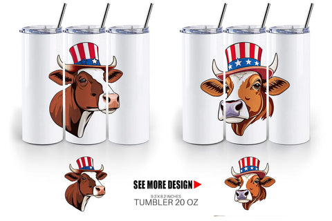 Tumbler Cow Patriotic Sublimation artnoy 