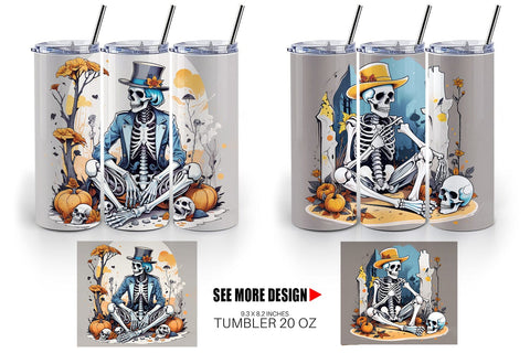 Tumbler Cowboy Skeleton Sublimation artnoy 