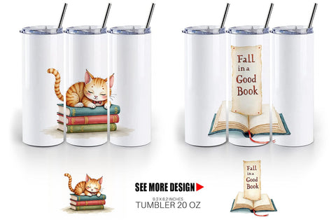 Tumbler Cozy Autumn Bookstore Sublimation artnoy 