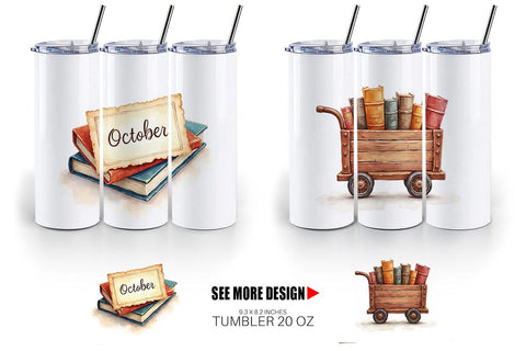 Tumbler Cozy Autumn Bookstore Sublimation artnoy 
