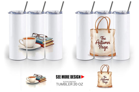 Tumbler Cozy Autumn Bookstore Sublimation artnoy 