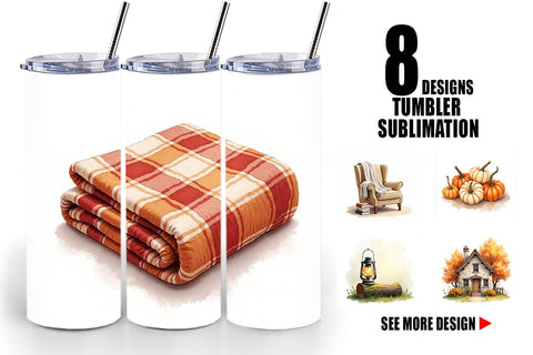 Tumbler Cozy Autumn Cottage Sublimation artnoy 