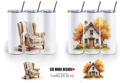 Tumbler Cozy Autumn Cottage Sublimation artnoy 