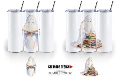 Tumbler Cozy Bookworm Mom Ghost Sublimation artnoy 