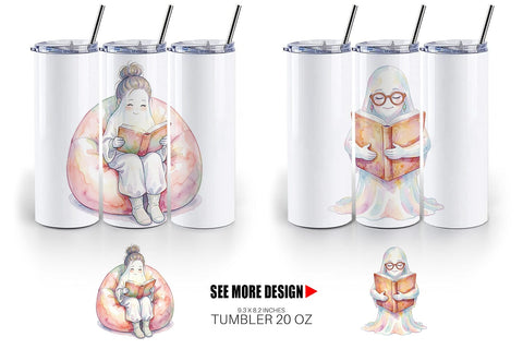 Tumbler Cozy Bookworm Mom Ghost Sublimation artnoy 