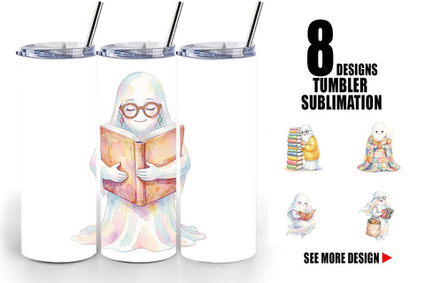 Tumbler Cozy Bookworm Mom Ghost Sublimation artnoy 