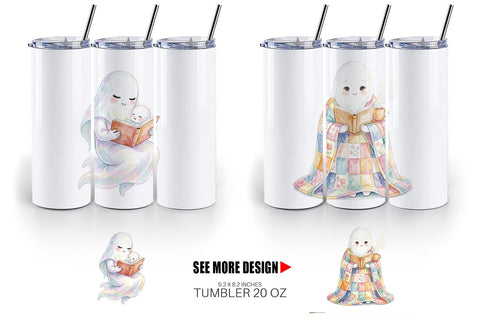 Tumbler Cozy Bookworm Mom Ghost Sublimation artnoy 