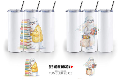 Tumbler Cozy Bookworm Mom Ghost Sublimation artnoy 