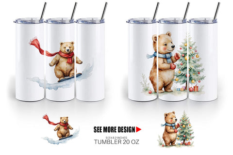 Tumbler Cozy Christmas Bears Sublimation artnoy 