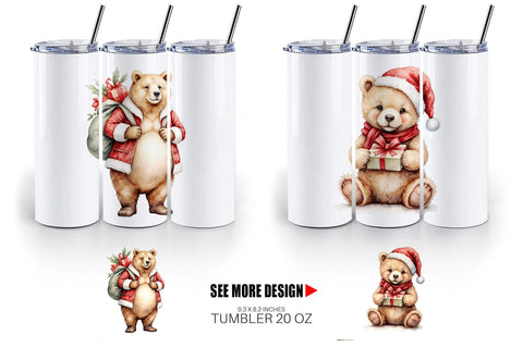 Tumbler Cozy Christmas Bears Sublimation artnoy 