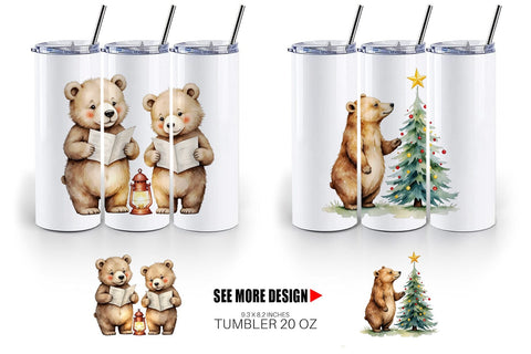 Tumbler Cozy Christmas Bears Sublimation artnoy 