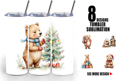 Tumbler Cozy Christmas Bears Sublimation artnoy 
