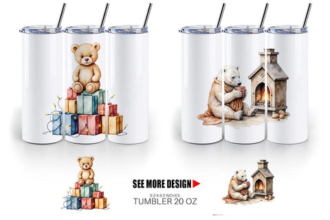 Tumbler Cozy Christmas Bears Sublimation artnoy 