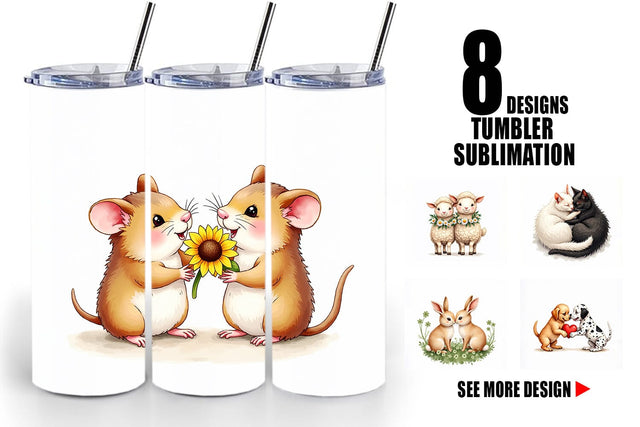 Tumbler Cozy Critters & Cuddles Watercolor Sublimation artnoy 