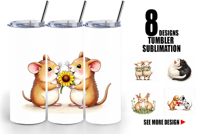 Tumbler Cozy Critters & Cuddles Watercolor Sublimation artnoy 