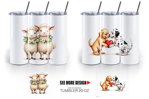 Tumbler Cozy Critters & Cuddles Watercolor Sublimation artnoy 
